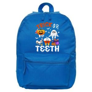 Trick Or Teeth Treating Candy Pumpkin Boo Tooth Dental Squad Cool Gift 16 in Basic Backpack