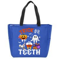 Trick Or Teeth Treating Candy Pumpkin Boo Tooth Dental Squad Cool Gift Zip Tote Bag