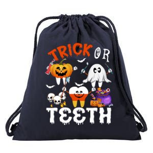 Trick Or Teeth Treating Candy Pumpkin Boo Tooth Dental Squad Cool Gift Drawstring Bag