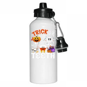 Trick Or Teeth Treating Candy Pumpkin Boo Tooth Dental Squad Cool Gift Aluminum Water Bottle 