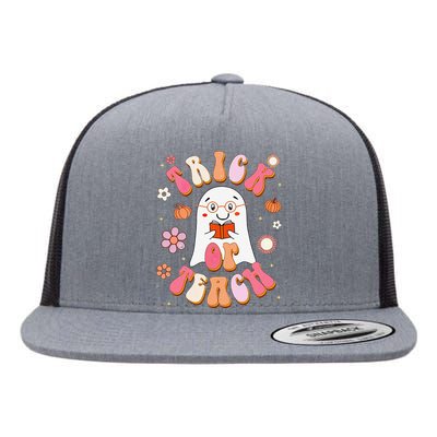 Trick Or Teach Carpet Of Flowers Teacher Halloween Cute Flat Bill Trucker Hat