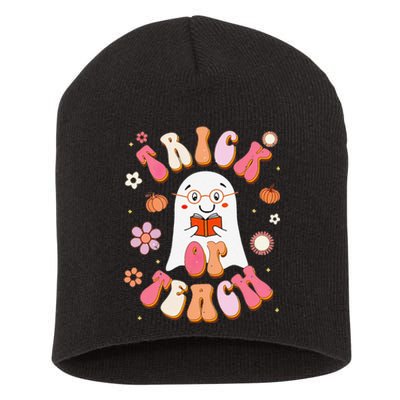 Trick Or Teach Carpet Of Flowers Teacher Halloween Cute Short Acrylic Beanie