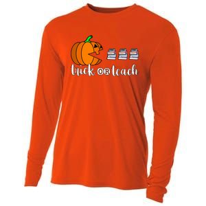 Trick Or Teach Funny Teacher Pumpkin Funny Halloween Funny Gift Cooling Performance Long Sleeve Crew