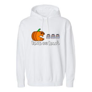 Trick Or Teach Funny Teacher Pumpkin Funny Halloween Funny Gift Garment-Dyed Fleece Hoodie