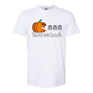 Trick Or Teach Funny Teacher Pumpkin Funny Halloween Funny Gift Softstyle CVC T-Shirt