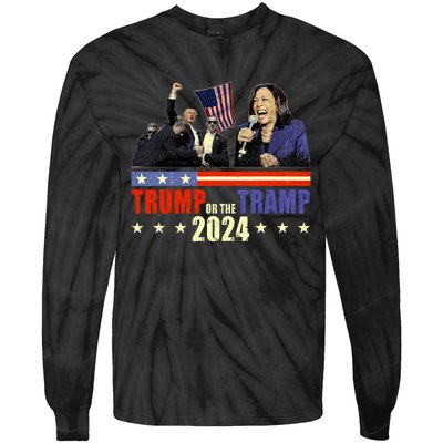 Trump Or The Tramp 2024 Vote For Trump Trump Vance 2024 Tie-Dye Long Sleeve Shirt