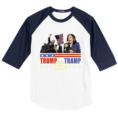 Trump Or The Tramp 2024 Vote For Trump Trump Vance 2024 Baseball Sleeve Shirt