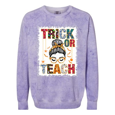 Trick Or Teach Teacher Halloween Costume 2024 Colorblast Crewneck Sweatshirt