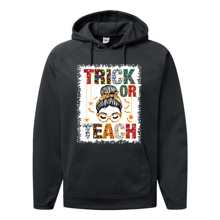 Trick Or Teach Teacher Halloween Costume 2024 Performance Fleece Hoodie