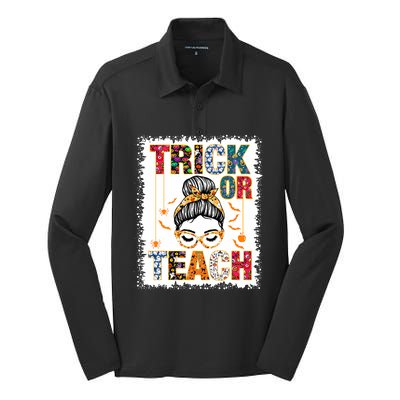 Trick Or Teach Teacher Halloween Costume 2024 Silk Touch Performance Long Sleeve Polo