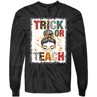 Trick Or Teach Teacher Halloween Costume 2024 Tie-Dye Long Sleeve Shirt