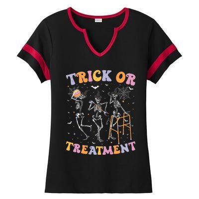 Trick Or Treatment Pt Physical Therapy Therapist Halloween Ladies Halftime Notch Neck Tee