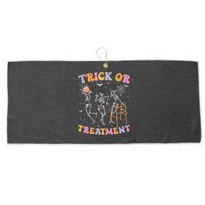 Trick Or Treatment Pt Physical Therapy Therapist Halloween Large Microfiber Waffle Golf Towel