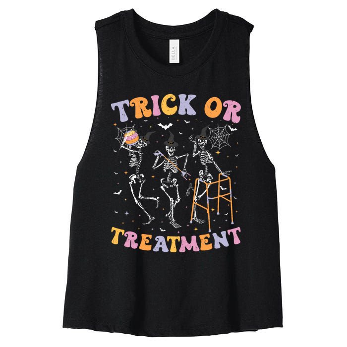 Trick Or Treatment Pt Physical Therapy Therapist Halloween Women's Racerback Cropped Tank