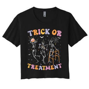 Trick Or Treatment Pt Physical Therapy Therapist Halloween Women's Crop Top Tee