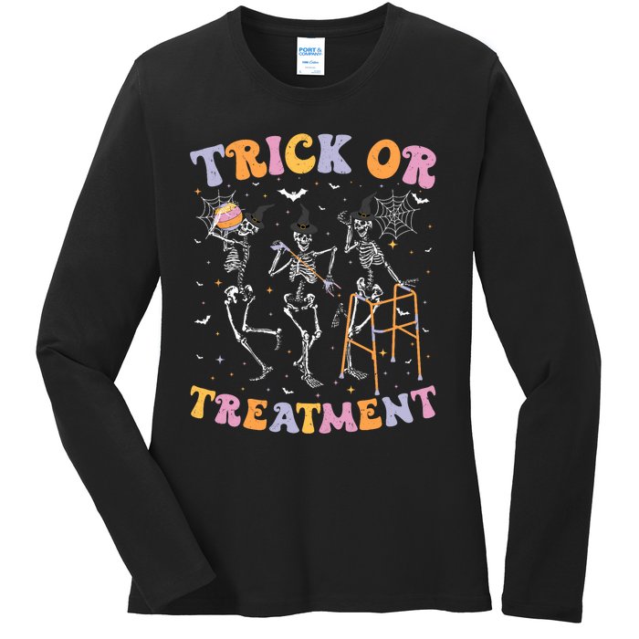 Trick Or Treatment Pt Physical Therapy Therapist Halloween Ladies Long Sleeve Shirt