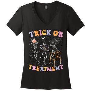 Trick Or Treatment Pt Physical Therapy Therapist Halloween Women's V-Neck T-Shirt