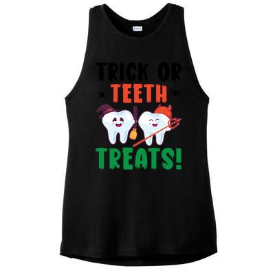 Trick Or Teeth Treats Dentistry Dental Halloween Gift Ladies PosiCharge Tri-Blend Wicking Tank