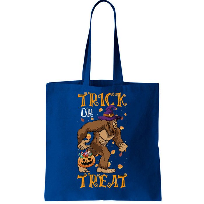 Trick Or Treat Bigfoot & Pumpkin Halloween Costume Day Tote Bag