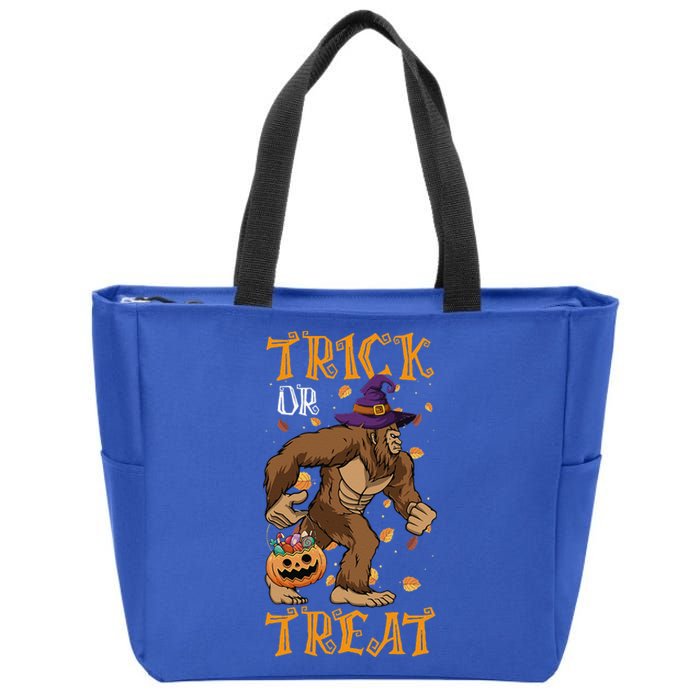 Trick Or Treat Bigfoot & Pumpkin Halloween Costume Day Zip Tote Bag