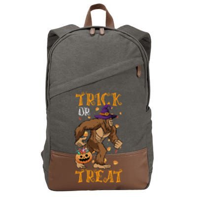 Trick Or Treat Bigfoot & Pumpkin Halloween Costume Day Cotton Canvas Backpack