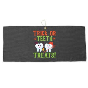 Trick Or Teeth Treats Dentistry Dental Halloween Cute Gift Large Microfiber Waffle Golf Towel