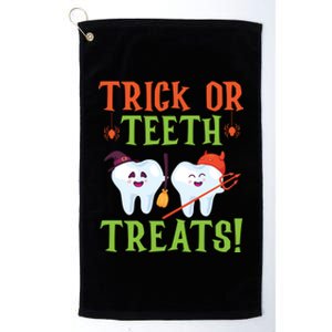 Trick Or Teeth Treats Dentistry Dental Halloween Cute Gift Platinum Collection Golf Towel