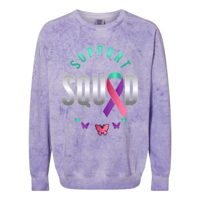 Thyroid Or Thyroid Awareness Or Thyroid Cancer Support Squad Gift Colorblast Crewneck Sweatshirt