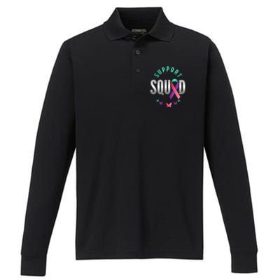 Thyroid Or Thyroid Awareness Or Thyroid Cancer Support Squad Gift Performance Long Sleeve Polo