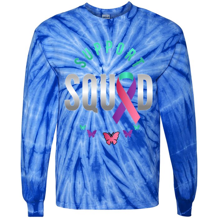 Thyroid Or Thyroid Awareness Or Thyroid Cancer Support Squad Gift Tie-Dye Long Sleeve Shirt