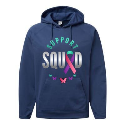 Thyroid Or Thyroid Awareness Or Thyroid Cancer Support Squad Gift Performance Fleece Hoodie