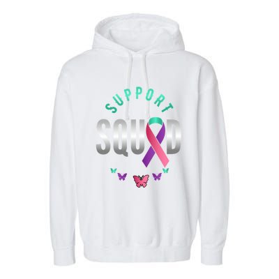 Thyroid Or Thyroid Awareness Or Thyroid Cancer Support Squad Gift Garment-Dyed Fleece Hoodie