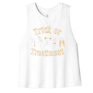 Trick Or Treatment Pt Physical Therapy Therapist Halloween Women's Racerback Cropped Tank