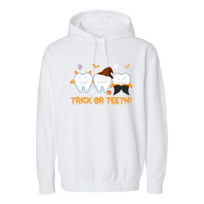 Trick Or Treat Brush Your Teeth Dentist Halloween Costume Cute Gift Garment-Dyed Fleece Hoodie