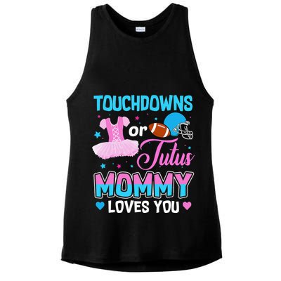 Touchdowns Or Tutus Mommy Loves You Gender Reveal Ladies PosiCharge Tri-Blend Wicking Tank