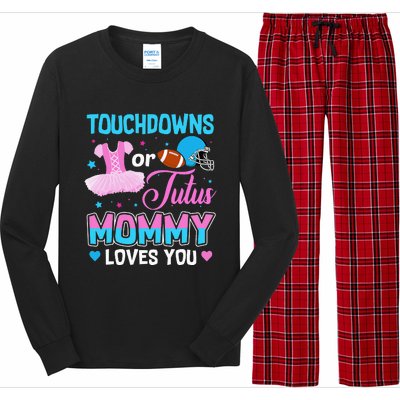 Touchdowns Or Tutus Mommy Loves You Gender Reveal Long Sleeve Pajama Set