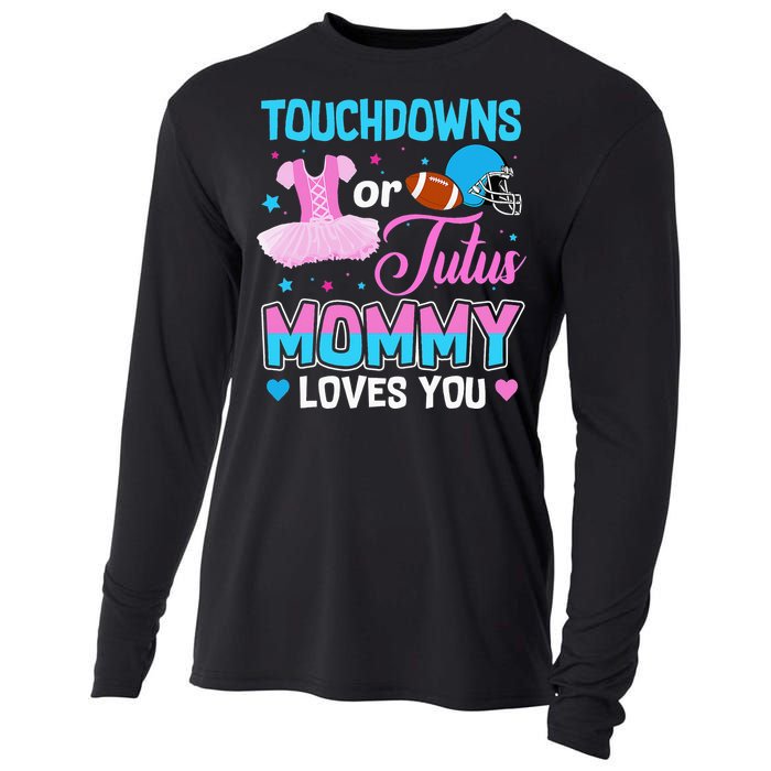 Touchdowns Or Tutus Mommy Loves You Gender Reveal Cooling Performance Long Sleeve Crew