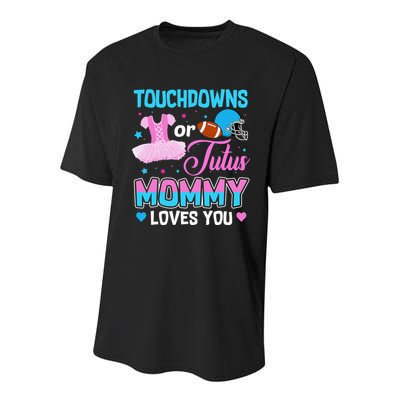 Touchdowns Or Tutus Mommy Loves You Gender Reveal Youth Performance Sprint T-Shirt
