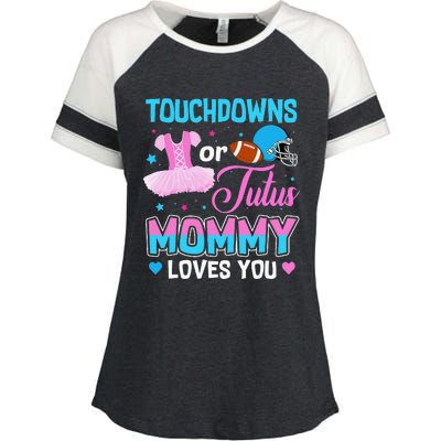 Touchdowns Or Tutus Mommy Loves You Gender Reveal Enza Ladies Jersey Colorblock Tee