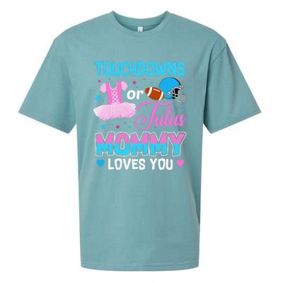 Touchdowns Or Tutus Mommy Loves You Gender Reveal Sueded Cloud Jersey T-Shirt