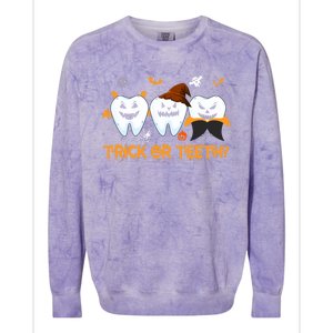 Trick Or Teeth Funny Dental Halloween Treat Dentist Funny Gift Colorblast Crewneck Sweatshirt