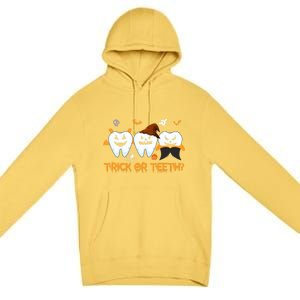 Trick Or Teeth Funny Dental Halloween Treat Dentist Funny Gift Premium Pullover Hoodie