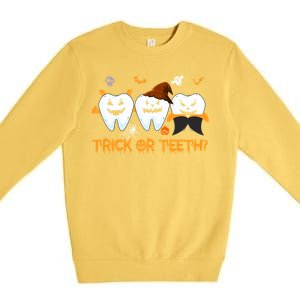 Trick Or Teeth Funny Dental Halloween Treat Dentist Funny Gift Premium Crewneck Sweatshirt