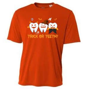 Trick Or Teeth Funny Dental Halloween Treat Dentist Funny Gift Cooling Performance Crew T-Shirt