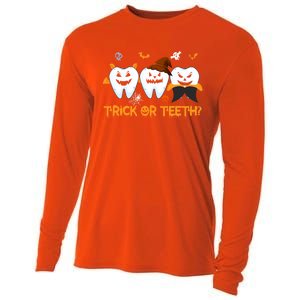 Trick Or Teeth Funny Dental Halloween Treat Dentist Funny Gift Cooling Performance Long Sleeve Crew