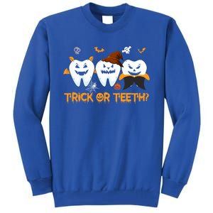 Trick Or Teeth Funny Dental Halloween Treat Dentist Funny Gift Tall Sweatshirt