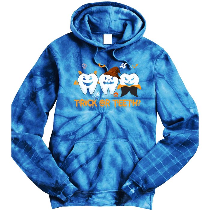 Trick Or Teeth Funny Dental Halloween Treat Dentist Funny Gift Tie Dye Hoodie