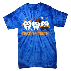 Trick Or Teeth Funny Dental Halloween Treat Dentist Funny Gift Tie-Dye T-Shirt