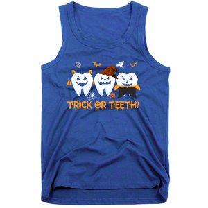 Trick Or Teeth Funny Dental Halloween Treat Dentist Funny Gift Tank Top