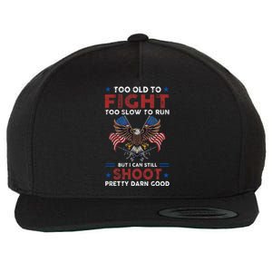 Too Old To Fight Too Slow To Run But I Can Still Shoot Wool Snapback Cap